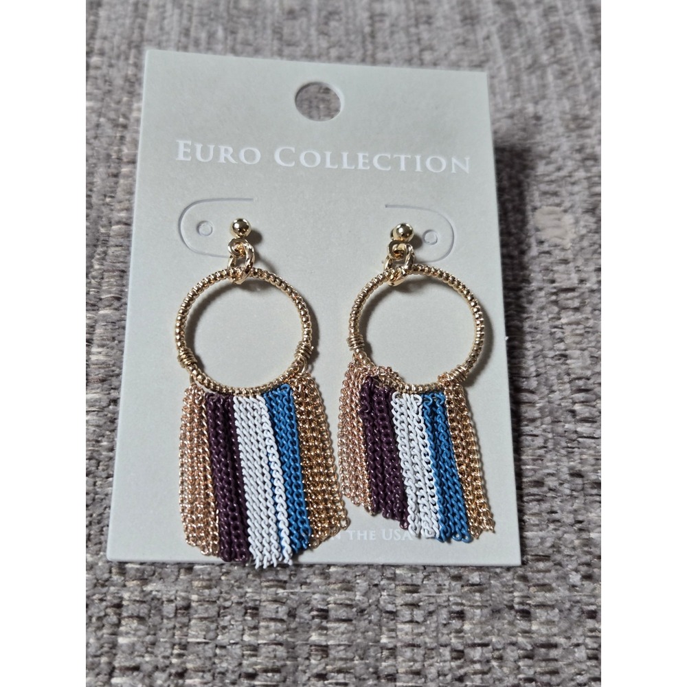 New Gold‎ Patina Hoops With Mixed Metal Tassels From The Euro Collection
